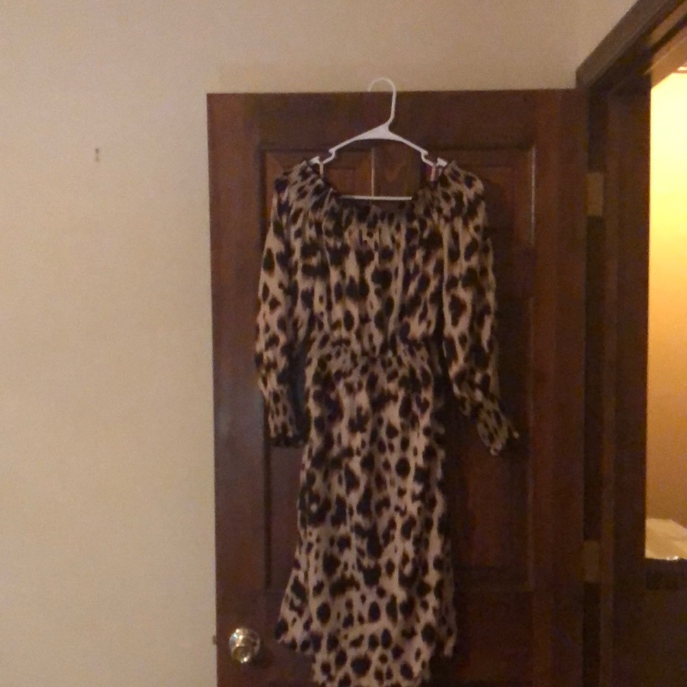LS Smocked Leopard Dress